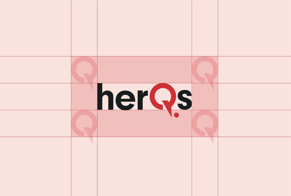 Logo-constructie, uit het brandbook (HerQs)