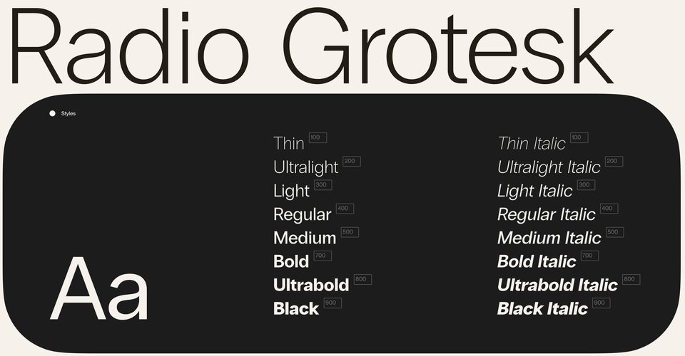 Radio grotesk / primair font (Menty)