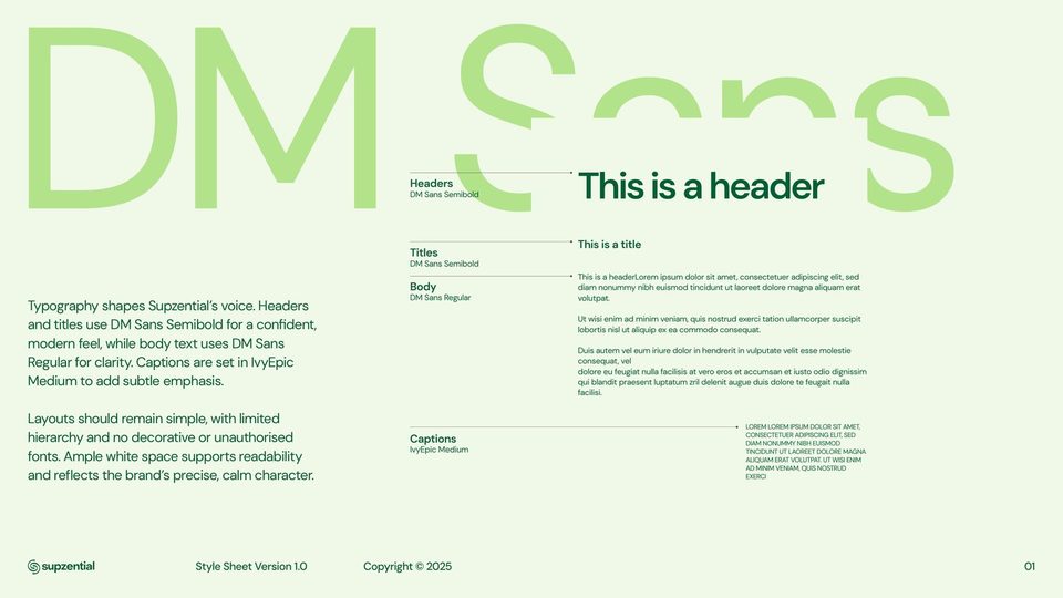 Dm sans als huislettertype (Supzential)